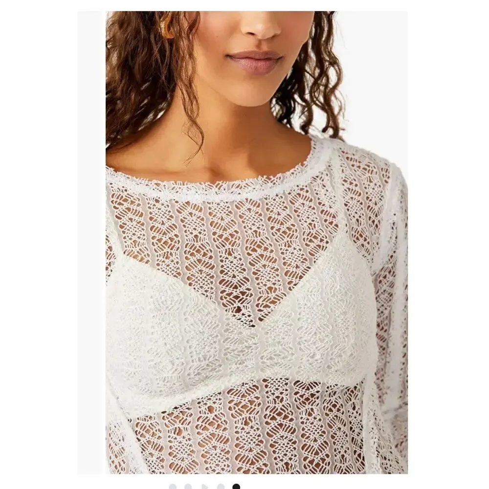 NWT FREE PEOPLE ON THE ROAD TWISTED LACE TOP WO'S SIZE XS